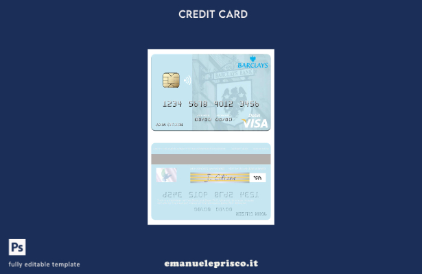 modello di carta di debito visto Monaco Barclays Bank PLC in stile verificato